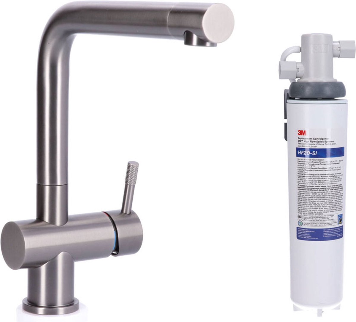 STAHL Keukenkraan Gun Metal massief RVS inclusief 3M waterfilter