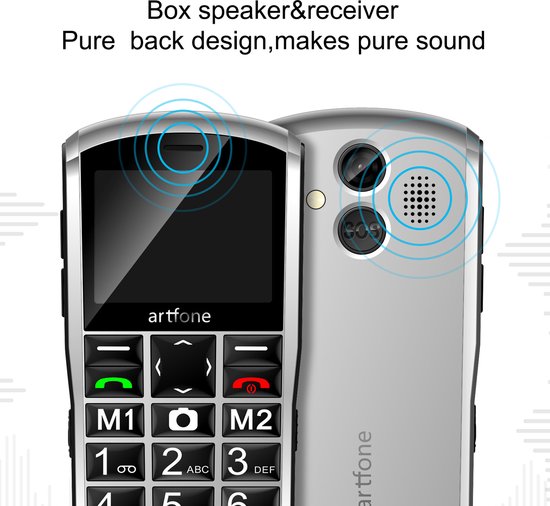 Artfone A400 4G Seniorentelefoon Met Grote Toetsen - SOS-knop, 2MP Camera, Stereo Speaker, USB-C En Laadstation