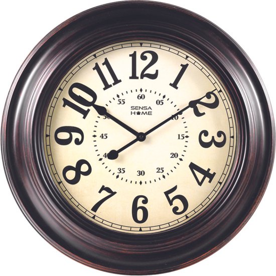 Sensahome Wandklok - Klassieke Wandklok met Stille uurwerk - Landelijke design - 58cm