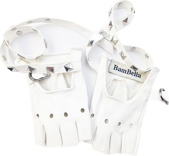 BamBella® - Handschoenen Kort Wit - Biker - Onesize - Nepleer - zonder vingers