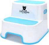 UkkieBoo Opstapje - Antislip Krukje voor keuken, WC en badkamer - Max 100kg - Blauw-Wit