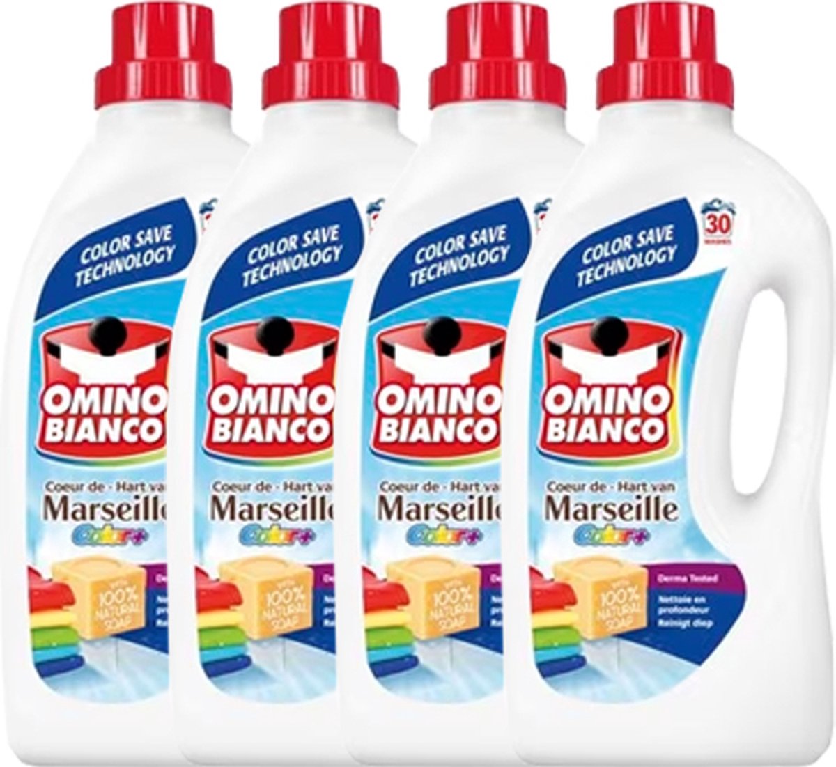 Omino Bianco Wasmiddel Marseille Color+ - Voordeelverpakking - 120 Wasbeurten - 4 x 1,5L