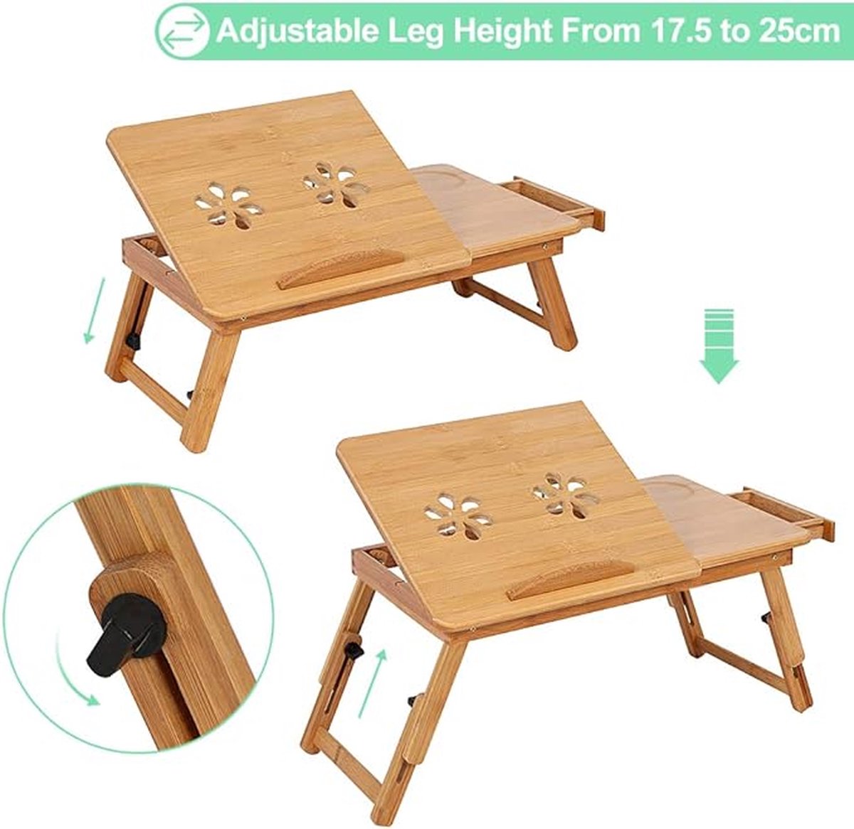 laptoptafel voor bed, laptoptafel voor lezen , 32.9D x 53W x 25H centimetres