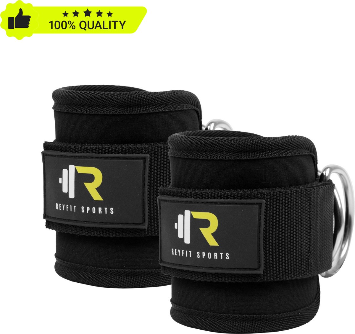 ReyFit Sports 2x Ankle Straps Fitness - Enkelband Fitness - Fitness Accessoires - Ankle Cuff Straps - Zwart