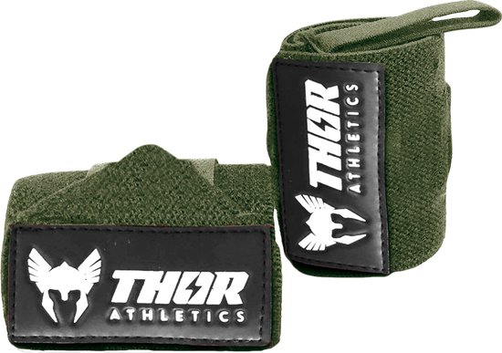 Thor Athletics Wrist Wraps - Extra Sterk - Fitness - Polsbrace voor Krachttraining - Ondersteuning voor Pols - 60 cm - Army Green - Thor Athletics