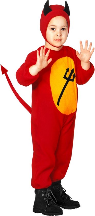 Widmann - Duivel Kostuum - Hete Hel Duivel Kind Kostuum - Rood - Maat 104 - Halloween - Verkleedkleding