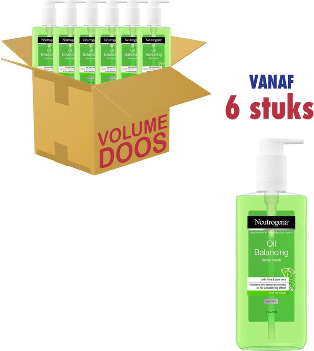 Goedkoopste Neutrogena Oil Balancing Facial Wash Gezichtsreiniger met Pomp (6 x 200ml