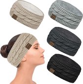SHOP YOLO -Haarband Dames-gebreide winter dikke haarband oorwarmer hoofdband 4 stuks-kerstcadeau-cadeau voor vrouw