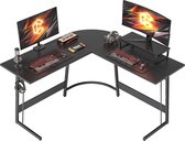 Gaming Bureau - L-vormig Hoekbureau voor Studie: 120 x 120 cm, Stabiel Ontwerp, PC-Hoektafel met Monitorstandaard en Laden - Ruimtebesparend en Eenvoudig te Monteren - Zwart