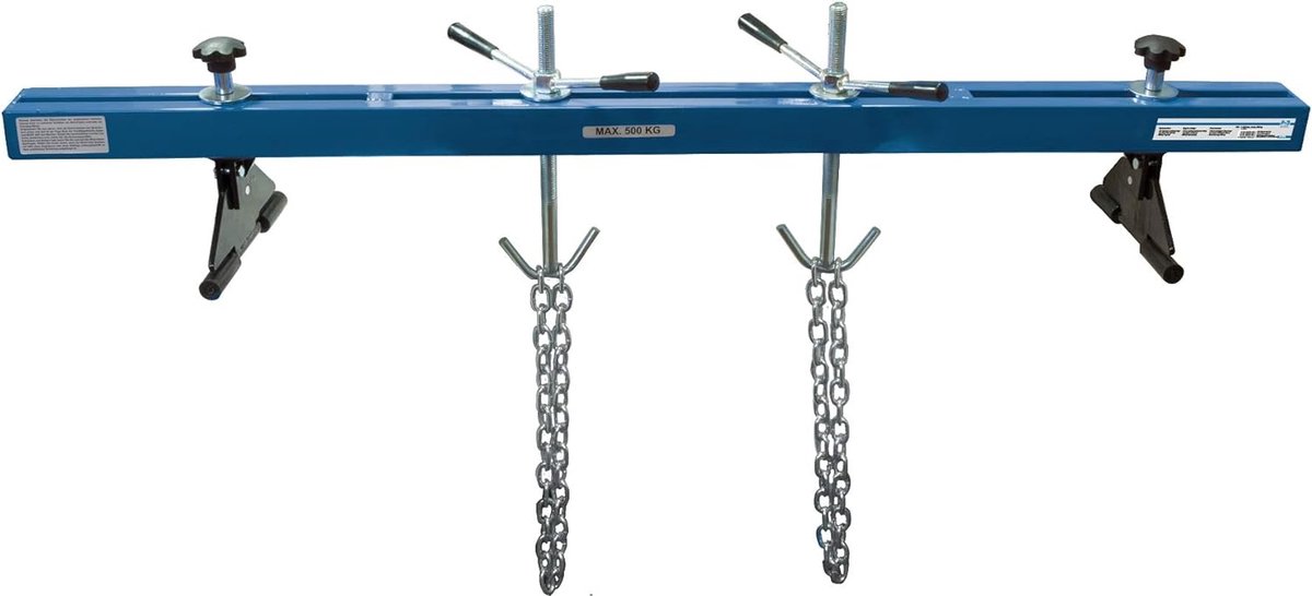 SW-Stahl 20305L motorbrug/motorkraan/draagvermogen 500kg/inbouwbereik 750-1450 mm/tandwielkrik/motordrager/motorkrik/werkplaatsbenodigdheden/auto