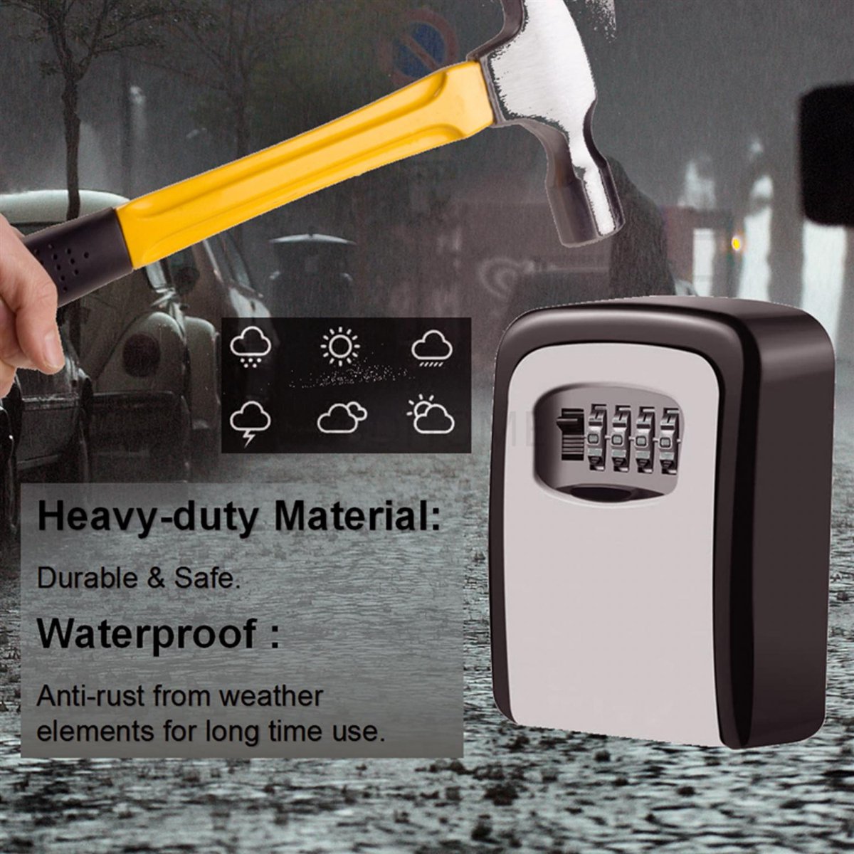Herzberg Home & Living Herzberg Hg-03817: Nieuwe Slimme Waterdichte Sleutelloze Safety Box - grijs