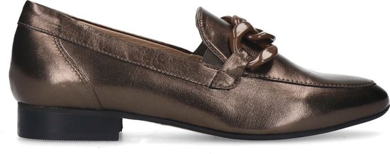 Manfield - Dames - Bronskleurige loafers met chain - Maat 38