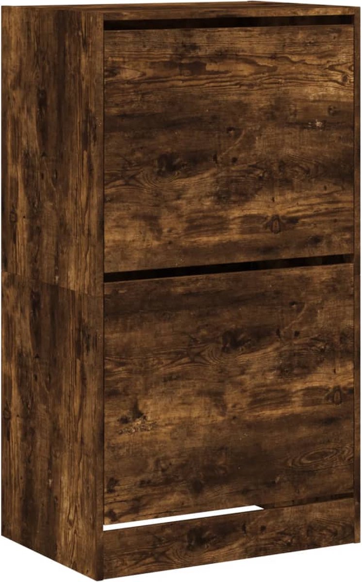 vidaXL Schoenenkast - met - 2 - klaplades - 60x42x108 - cm - gerookt - eikenkleurig gerookt eiken