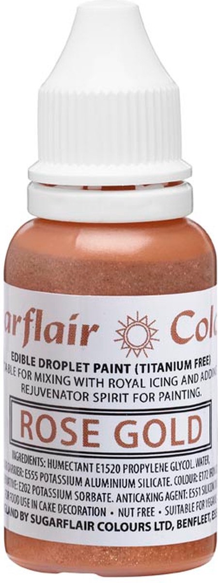 Sugarflair Edible Droplet Paint - Rose Goud - 14ml - Voedingskleurstof