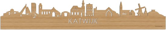 Skyline Katwijk Bamboe hout - 80 cm - Woondecoratie - Wanddecoratie - Meer steden beschikbaar - Woonkamer idee - City Art - Steden kunst - Cadeau voor hem - Cadeau voor haar - Jubileum - Trouwerij - WoodWideCities
