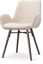 Chaise de salle à manger Nolon Nena-Eef beige - accoudoirs - tissu - pieds en bois - noyer - accoudoir bas - design - scandinave - confortable