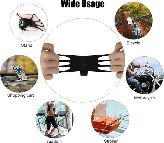 A2C Fietstelefoonhouder – 360° Draaibaar – Geschikt Voor 4,7–6,7 Inch – Siliconen Mesh – Voor Stuur 22-38mm – Geen Gereedschap Nodig – Ook Voor Motor, Scooter, Kinderwagen En Fiets