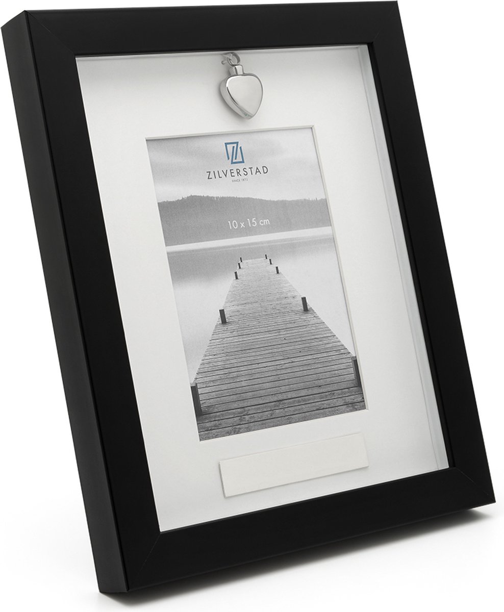 Zilverstad Memory fotolijst met ashouder 10x15 cm zwart