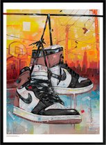 Sneaker print powerlines rust pink 51x71 cm *ingelijst & gesigneerd