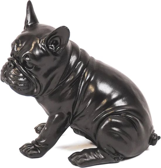 Housevitamin Bulldog Hond - Ornament - Zwart - Polyresin - 19x13.5x19cm