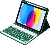 Mobigear - Tablethoes geschikt voor Apple iPad 10 (2022) Hoes | Mobigear Keys QWERTY Bluetooth Toetsenbord Bookcase + Stylus Houder - Groen