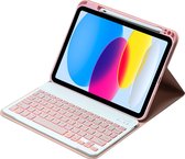 Mobigear - Tablethoes geschikt voor Apple iPad 10 (2022) Hoes | Mobigear Keys QWERTY Bluetooth Toetsenbord Bookcase + Stylus Houder - Roze