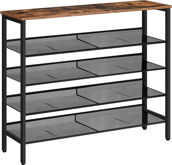 Bertha, groot fruitkistenrek, gevlamd, 55 x 55 x 30 cm, schoenenrek, hangrek, opbergrek, krattenrek met tussenplank/middenplank