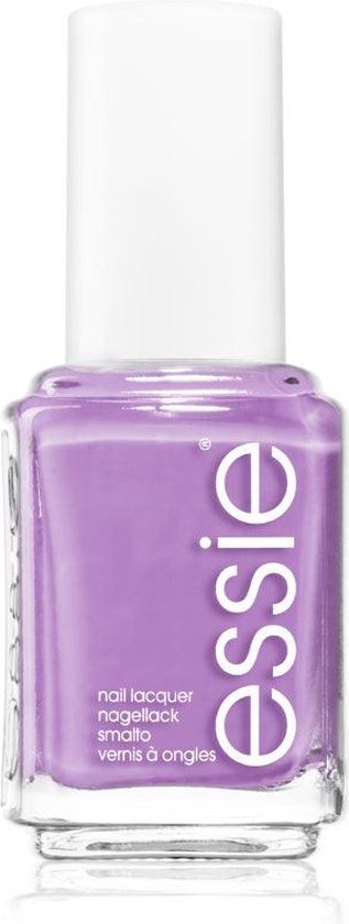 Essie nagellak in de kleur lichtpaars met een witte dop. Etiket met 'nail lacquer'.