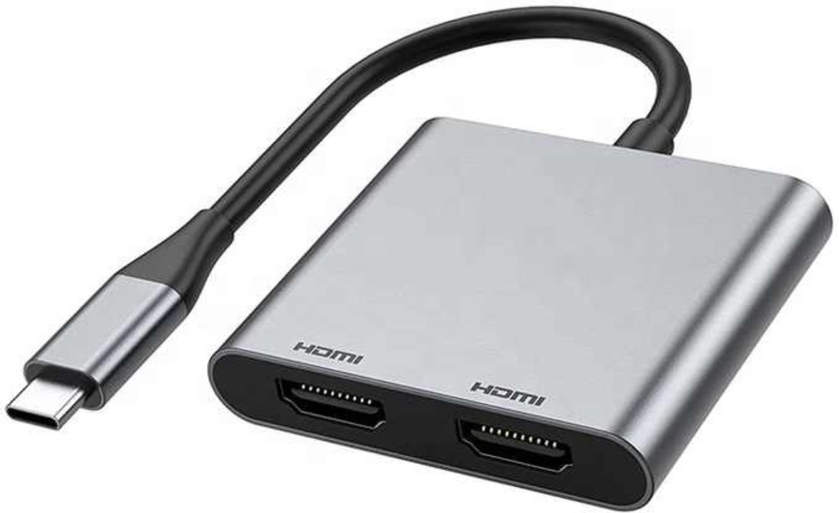 VeryGoods™ 2-in-1 USB C naar 2x HDMI - USB-C Splitter - 4K Hub - USBC Dual HDMI Adapter - USB C to HDMI-switches - Docking Station Universeel - Windows / Apple Macbook