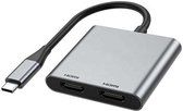 VeryGoods™ 2-in-1 USB C naar 2x HDMI - USB-C Splitter - 4K Hub - USBC Hub Dual HDMI Adapter - USB C to HDMI-switches - Docking Station Universeel - Docking Stations