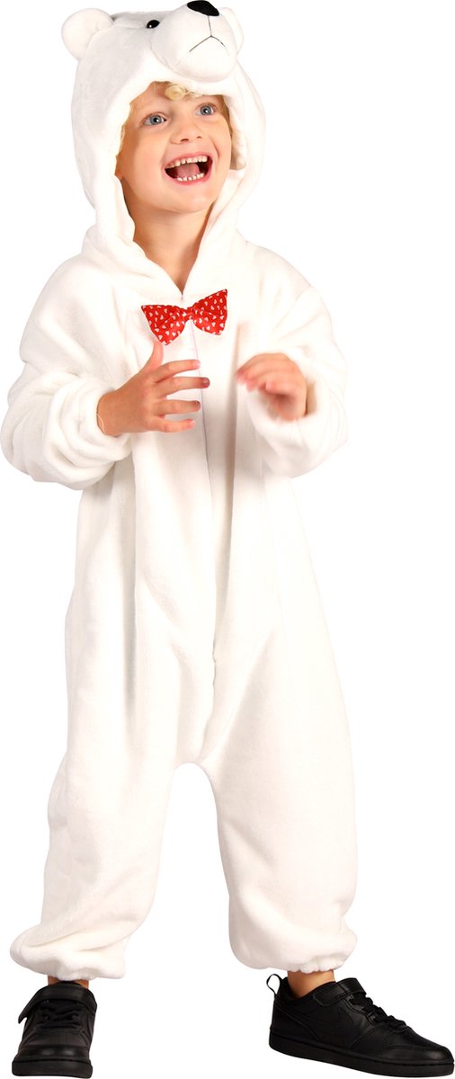 Dieren Kostuum IJsbeer Kinderen - Pluche - Dieren Onesie - Carnaval - Verkleedkleren Kinderen - Wit - Maat 128