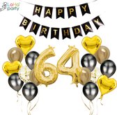 Loha-party®Folie ballon cijfer 46 -XXL cijfer 6 en XXL cijfer 4-Gouden 46-Gouden hartje Folie ballonnen-46e verjaardag decoratie-“happy birthday”slinger-Versiering-Trouwdag-Feestpakket-Herdenkingsdag Decoratie kit-101cm（40inch）