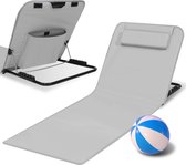 Strandmatten met verstelbare rugleuning - Gevuld met comfortschuim, ultralicht en opvouwbaar om ruimte te besparen – lichtgrijs