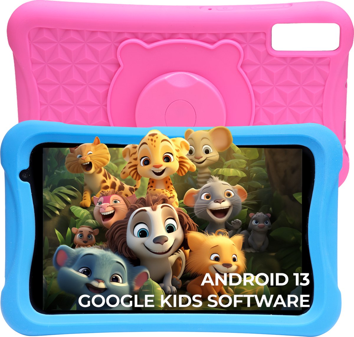 Denver Kindertablet - Android 13 – Ouderlijk Toezicht - 4GB RAM - 64GB intern geheugen - 8 Inch - Incl. Blauwe en Roze Tablethoes - 2 Jaar Garantie - TIO80105K