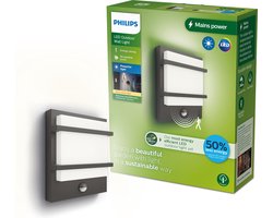 Philips LED Philips Petronia wandlamp - Ultra Efficient - antraciet - met sensor - 3,8W
