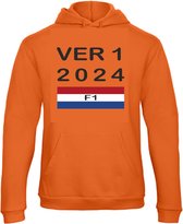 Oranje HOODIE UNISEX Max Verstappen 2024 Formule 1 Oranje Fan - Maat xlarge