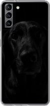 Geschikt voor Samsung Galaxy S21 Plus hoesje - Hond - Huisdier - Zwart - Siliconen Telefoonhoesje