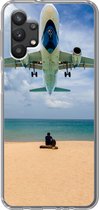 Geschikt voor Samsung Galaxy A32 5G hoesje - Strand - Zee - Vliegtuig - Siliconen Telefoonhoesje