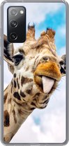 Geschikt voor Samsung Galaxy S20 FE hoesje - Giraffe - Grappig - Tong - Kinderen - Jongens - Meisjes - Kind - Siliconen Telefoonhoesje