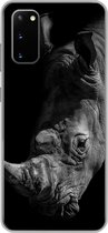 Geschikt voor Samsung Galaxy S20 hoesje - Neushoorn - Wild dier - Portret - Siliconen Telefoonhoesje