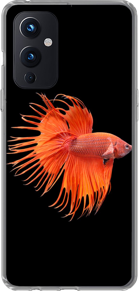 Geschikt voor OnePlus 9 hoesje - Vis - Wilde dieren - Zwart - Siliconen Telefoonhoesje