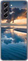 Geschikt voor Samsung Galaxy S21 FE hoesje - Zonsondergang bij de Nederlandse kust - Siliconen Telefoonhoesje