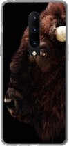 OnePlus 7 Pro - Bison d'Amérique sur fond noir - Siliconen Phone Case