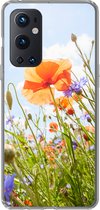 Geschikt voor OnePlus 9 Pro hoesje - Bloemen - Klaproos - Lente - Natuur - Rood - Blauw - Siliconen Telefoonhoesje