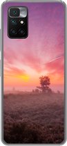Geschikt voor Xiaomi Redmi 10 hoesje - Paarse tinten in Nederlands landschap - Siliconen Telefoonhoesje