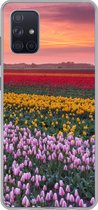 Geschikt voor Samsung Galaxy A51 hoesje - Paarse tulpen in Nederland - Siliconen Telefoonhoesje