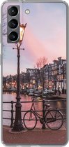 Geschikt voor Samsung Galaxy S21 hoesje - Amsterdam in de schemering - Siliconen Telefoonhoesje