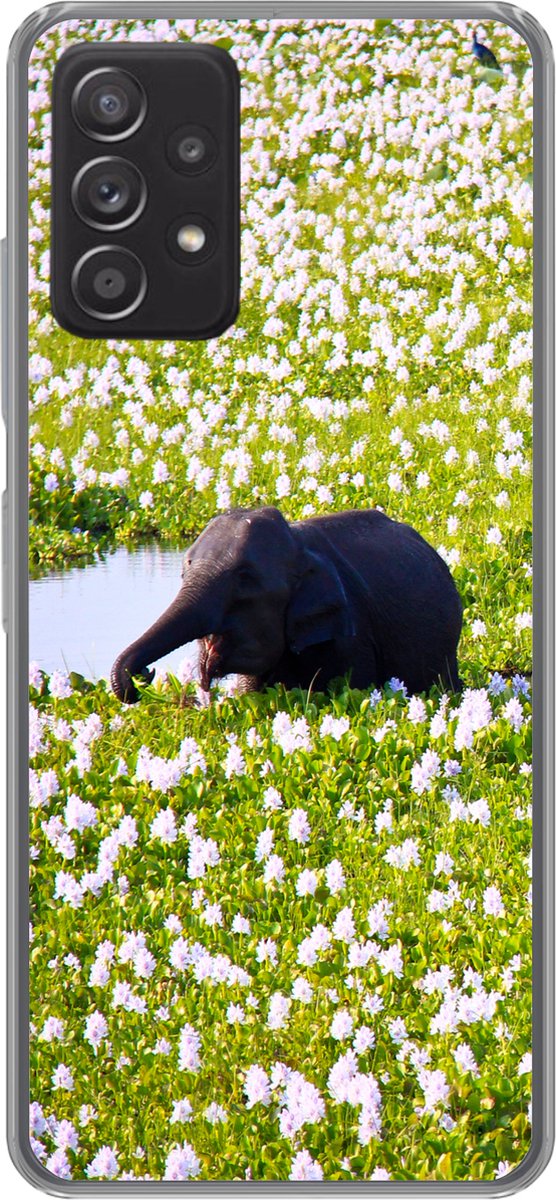 Telefoonhoesje Geschikt voor Samsung Galaxy A53 5G hoesje - Olifant - Water - Planten - Groen - Natuur - Dieren - Siliconen Telefoonhoesje Telefoonhoesje