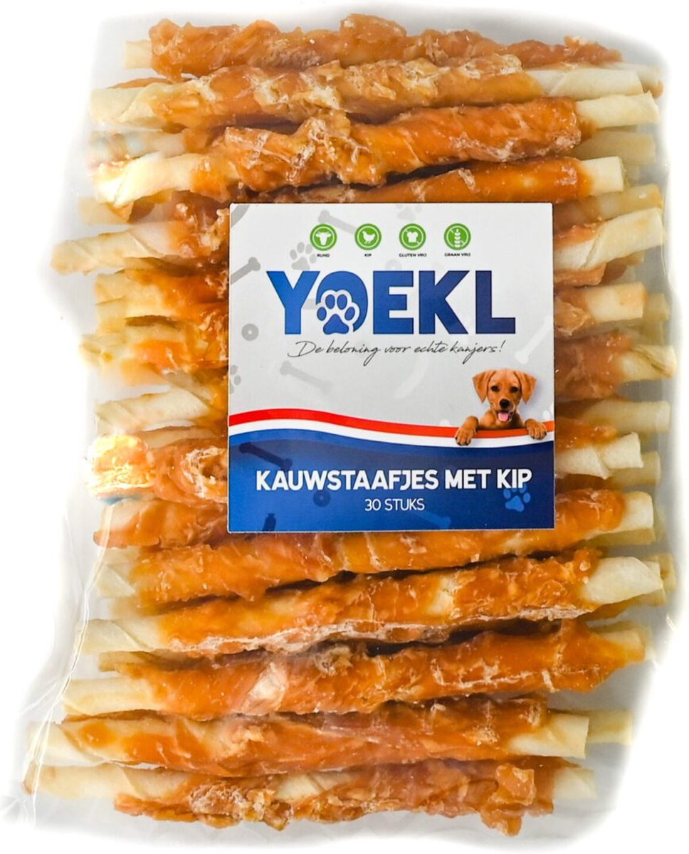 Bol.com YOEKL Kauwstaafjes met Kip - 30 Stuks - Hondensnacks - Hondensnoepjes - Kauwsnacks - Kauwstaaf - Kauwstick aanbieding
