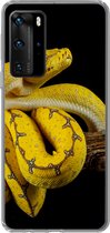 Geschikt voor Huawei P40 Pro hoesje - Slang - Tak - Geel - Siliconen Telefoonhoesje